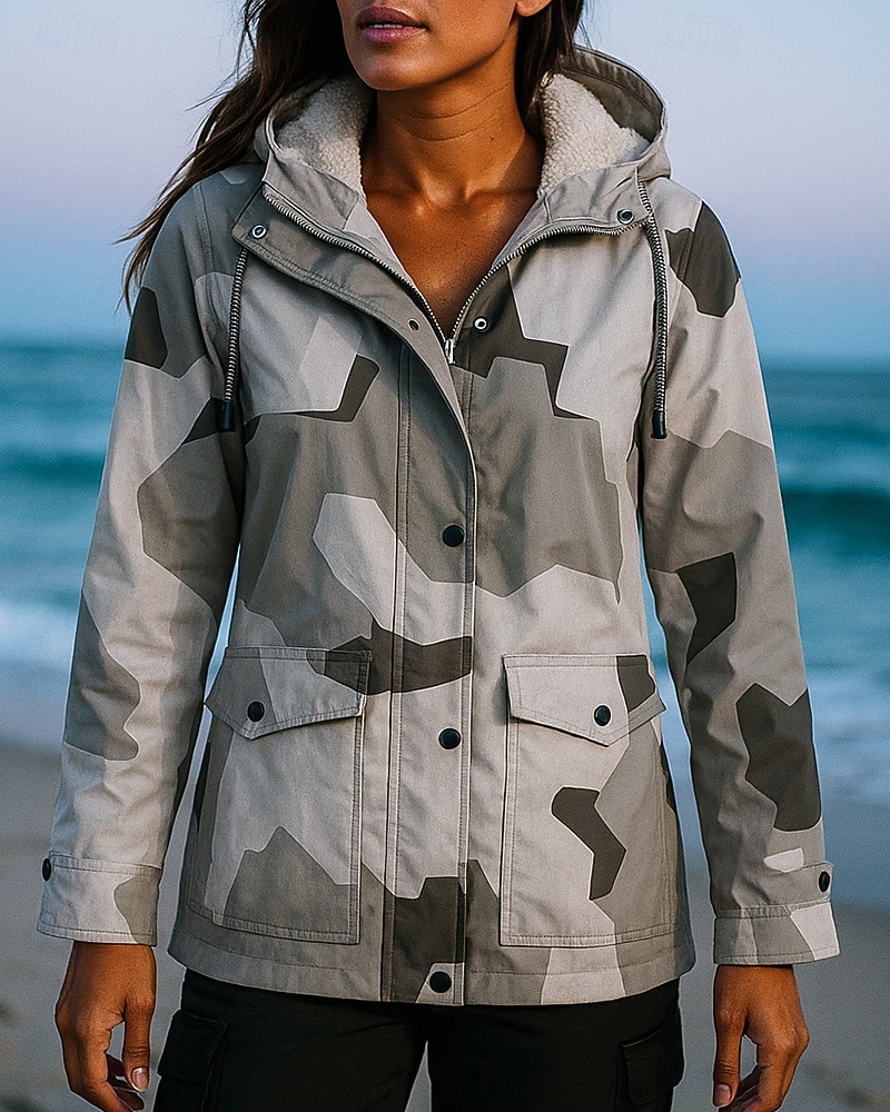 Damen Outdoorjacke Wanderjacke Fleecejacke Außen Fleece-Futter Wasserdicht Winddicht Wanderoutfits Wanderbekleidung Winter Herbst Jacke Jagd Ski / Snowboard Camping / Wandern / Höhlenforschung Tarnung 2026 - $48.99 –P6