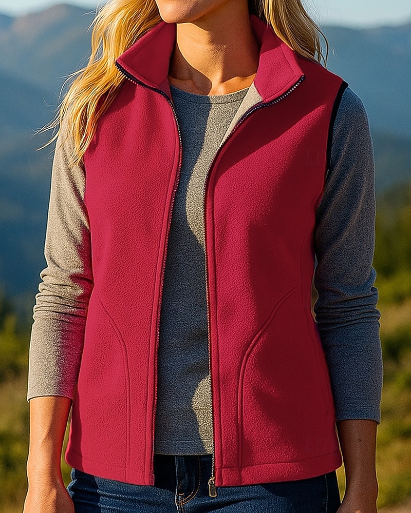 Femmes Veste Randonnée Manteau d'hiver Gilet polaire Sans manches Top Extérieur Chaleur Thermique Hiver Fermeture éclair Polyester Noir Rouge Bleu Chasse Pêche Escalade de 2025 ? $24.99 –P5