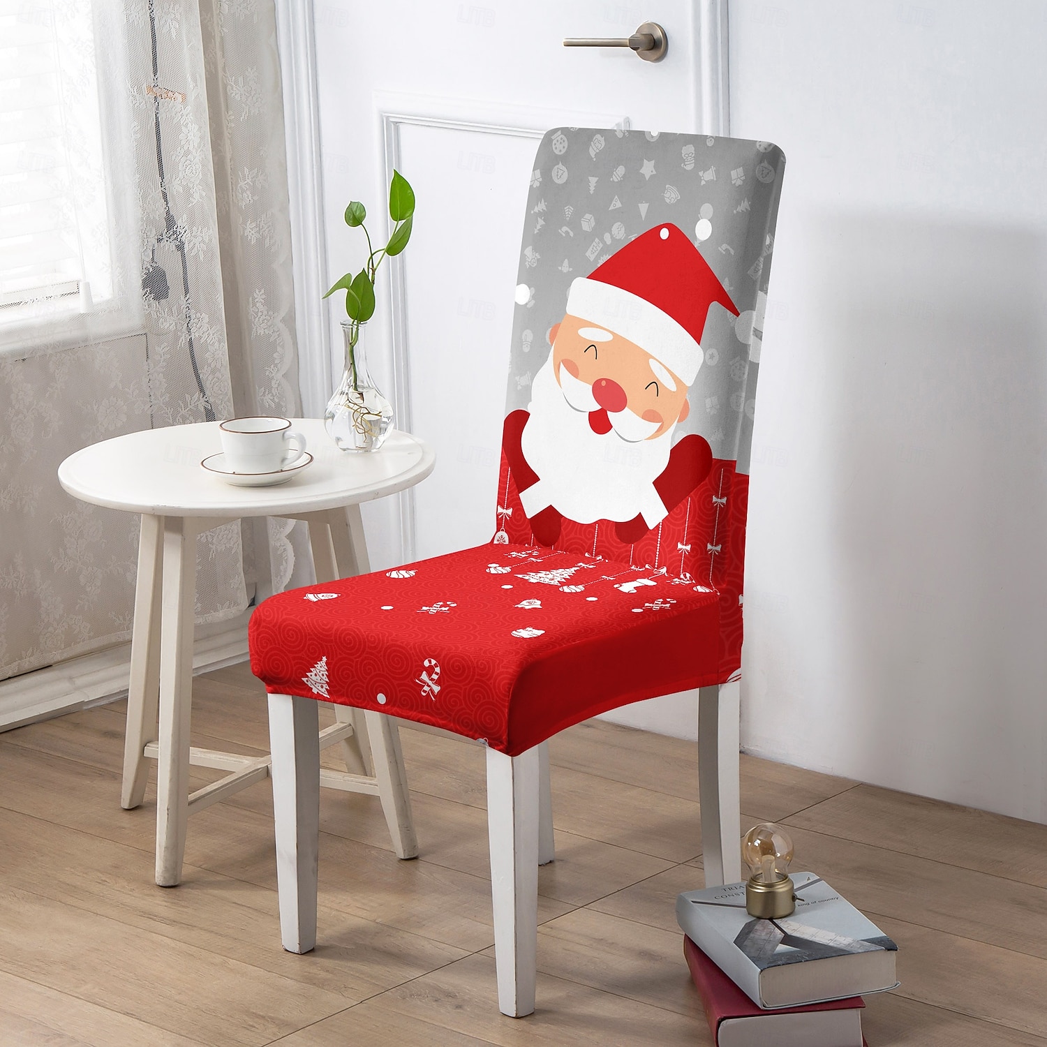 1/2/4/6 st julstolsöverdrag till matsal, pallstolsöverdrag, geometriskt tryckta polyesteröverdrag, dekorativt stolsskydd för hemmet 2025 - $11.49 –P3