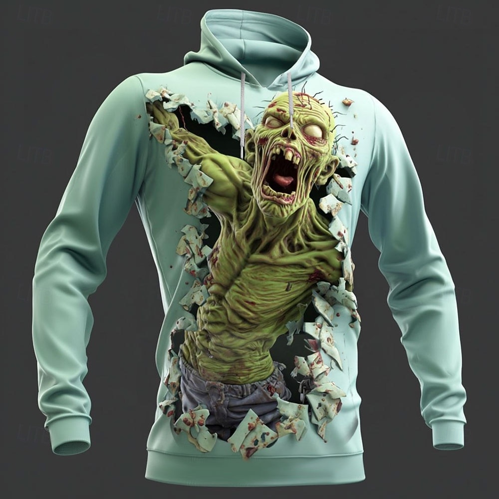 Bărbați 3D Print Zombi #D Hanorac cu Glugă Hanorca Punk Exagerat Gotic Casual Manșon Lung Stil Nautic Capișon Haine de strada Club Albastru piscină Albastru Lac Trifoi Kaki Cordon Toamnă Iarnă 2026 - $33.99 –P1