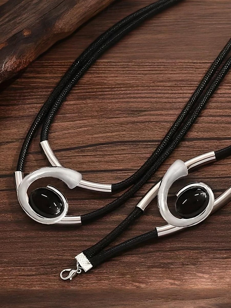 Γυναικείο σετ κοσμημάτων με μποέμ μοτίβο και στροβιλισμό, κολιέ και βραχιόλι με τιρκουάζ σχέδια σε κομψό χρυσό και ασημί, ιδανικό για πάρτι, γάμους και δώρα 2025 - $5.99 –P8