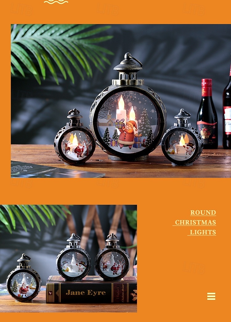 1 Pc large 23 * 17CM Christmas retro handheld light LED electronic candle light showcase desktop decoration ornament light AAA battery 2025 - CAD $12.99 –P5