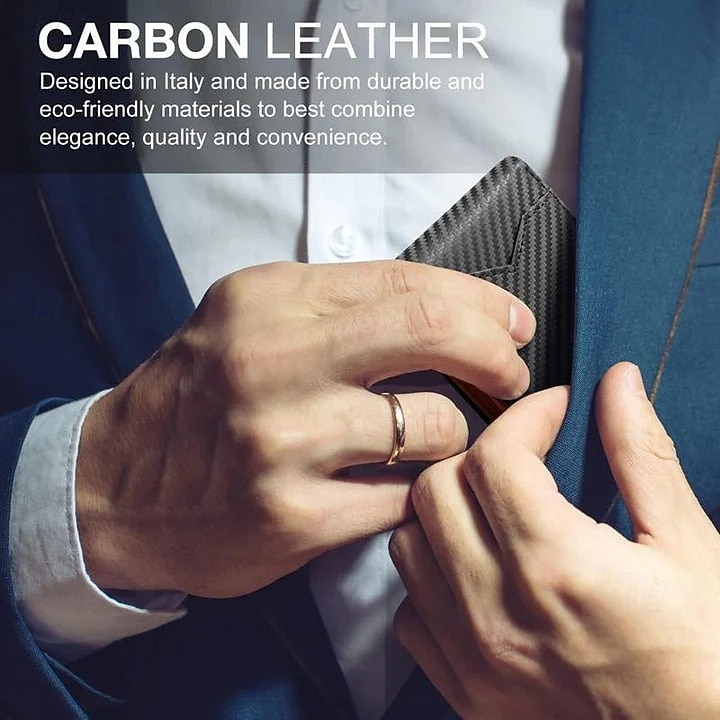 Smal herrplånbok med rfid-blockering, kolfibermönster, sedelklämma, vikbar plånbok, minimalistisk kreditkortshållare, stöldskyddande, kompakt framficka för män 2026 - $19.49 –P6