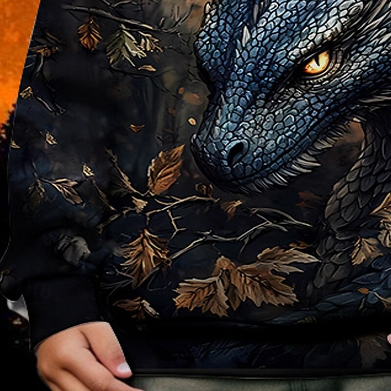 Halloween Pojkar 3D Drake Tröja Långärmad Vår Höst Mode Grundläggande Barn 4-12 år Rund hals Utomhus Ledigt Dagligen Normal 2025 - $17.49 –P6