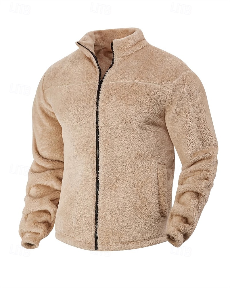 Pánské Zimní bunda Teddy Coat Neformální bunda Dovolená Denní Zahřívací Kapsy Fleece Podzim zima Bez vzoru Módní Šik ven Stojáček Standardní Černá Námořnická modř Hnědá Khaki Tmavě šedá Saka 2025 - $32.99 –P4