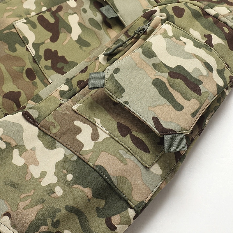 Homens Casaco exterior Jaqueta Softshell Jaqueta de Trilha Férias Diário A Prova de Vento À Prova-de-Água Bolsos Outono Inverno Tecido Côr Camuflagem Moda Clássico Com Capuz Padrão Cinzento Verde de 2026 por $47.99 –P12