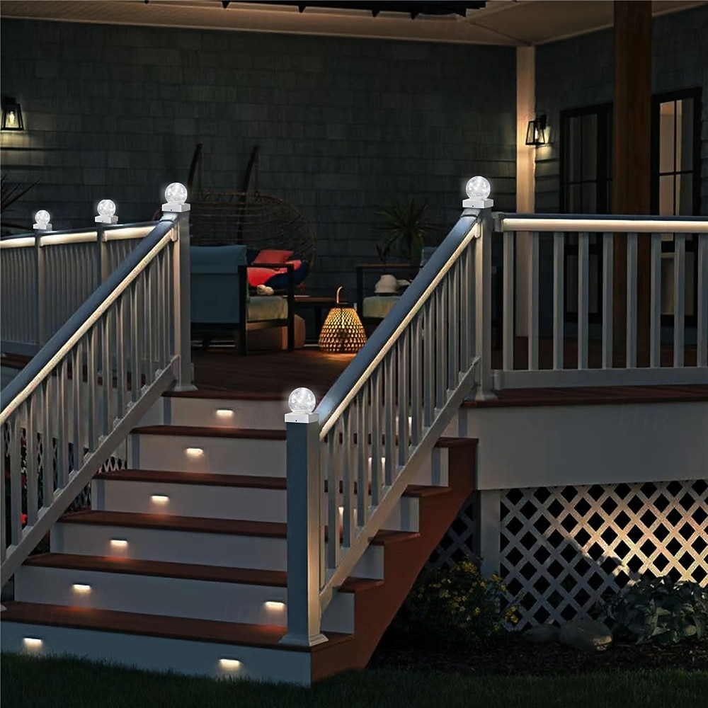1 lámpara LED solar para jardín exterior, decorativa, de ambiente, para paisaje, faro delantero, bola de cristal agrietada, luz LED 2026 - $23.99 –P10