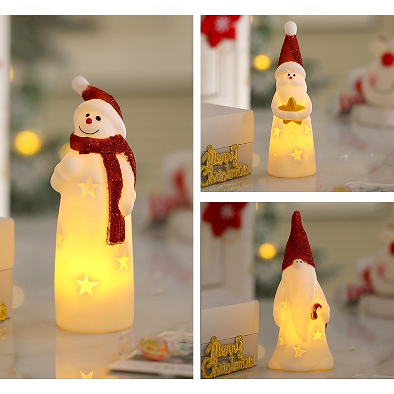 3pcs Christmas Candle Light Santa Claus Christmas Snowman LED Night Light Battery Powered Christmas Party New Year Home Creative Desktop Ornaments Holiday Atmosphere Light 2025 - CAD $21.99 –P6