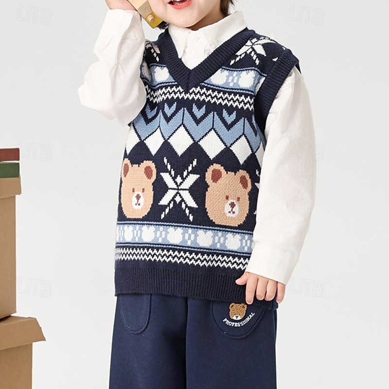 Barn Unisex Västkappa Ytterkläder Färgblock Ärmlös Håller värmen Täcka Utomhus Mode Dagligen Blå Kaki Vår Höst 4 år + 2025 - $33.99 –P6