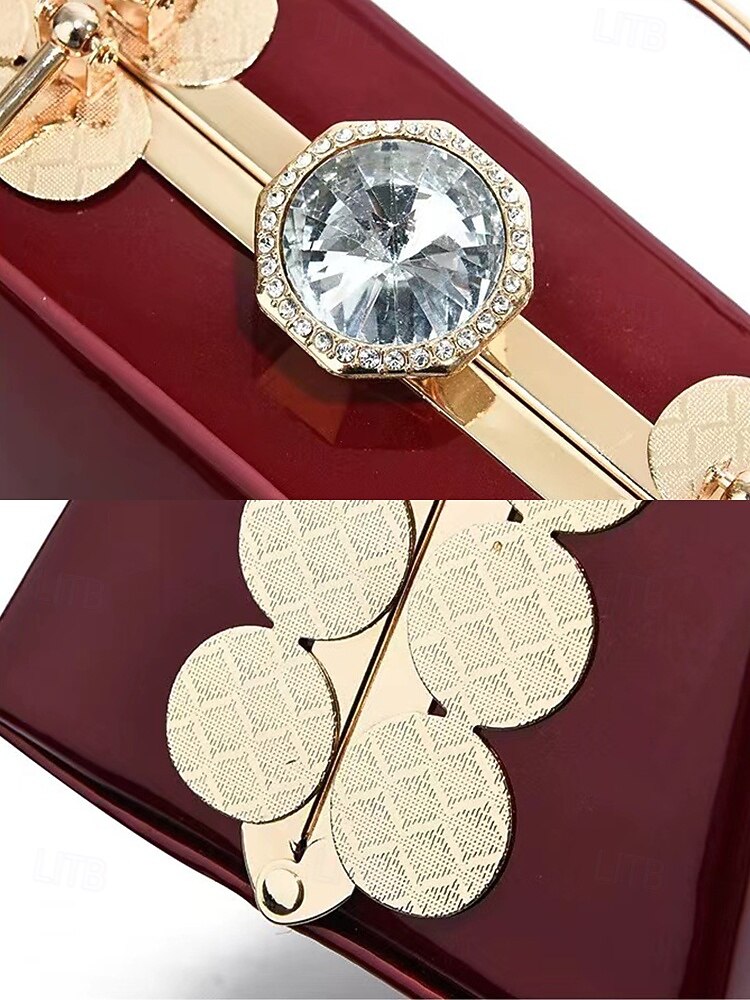 Women's Burgundy Patent Leather Evening Handbag with Gold Handle, Vintage Gatsby Style Purse for Cocktail Parties, Weddings and Formal Events 2025 - $26.99 –P8