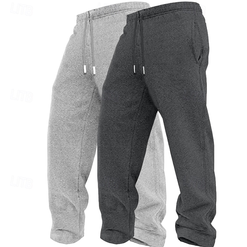 Herr Joggingbyxor Fleecebyxor Långbyxor Casual byxor Träningsbyxor med raka ben Snörning Elastisk midja Flerpack Slät Komfort Varm Fullängd Utomhus Dagligen Utekväll Mode Etnisk Stil Lös passning 2026 - $21.49 –P6