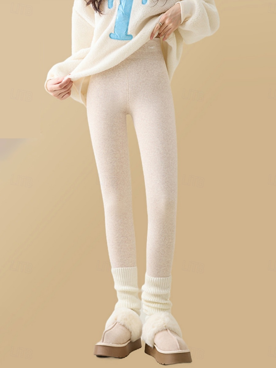 Damen Fleecehose Leggings Mode Basic Lässig Volle Länge Hohe Taille Einfach Hoher Schnitt Bequem Weich Dehnbar Heim Täglich Hellgrau Dunkelgrau Schwarz Beige Sommer Frühling Herbst Winter Schmale 2025 - $30.99 –P8