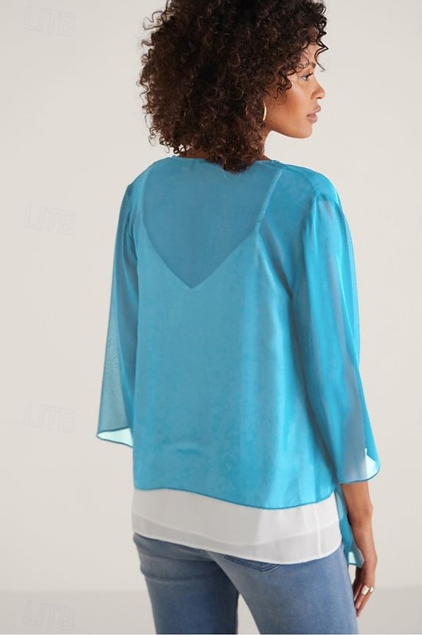 Haut en soie pour femme, style décontracté, noué sur une robe, débardeur, manches 3/4, tenue décontractée de 2025 ? $51.99 –P3