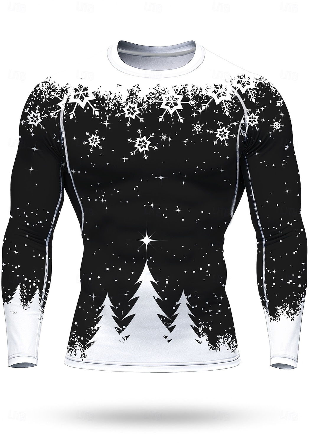 Новогодняя тематика Муж. Универсальные Футболка для бега Спортивная рубашка Фитнес-рубашка Рубашка тренировки Беговой верх Длинный рукав Футболка Футболка UPF 50 2025 - $22.99 –P1