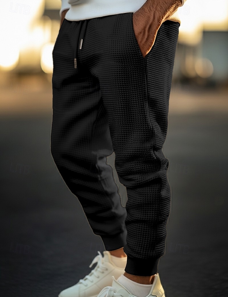 Per uomo Nido d'ape Pantaloni da tuta Joggers Pantaloni Pantaloni casual Coulisse Tasca Frontale Semplice Comodità Lunghezza intera All'aperto Casa Quotidiano Moda Streetwear Nero Bianco Elasticizzato del 2026 a $20.99 –P8