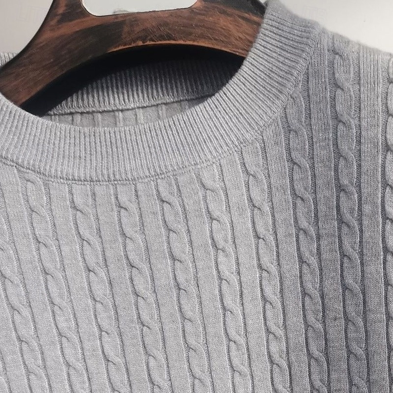 Homens Suéter Pulôver suéter Estriado Cabo Tricotar Tops regulares Tricotado Corte Justo Tecido Gola Redonda Roupa de Malha Moderna Casual Roupa Diária Roupa Outono Todas as Estações Preto Branco S M de 2026 por $26.99 –P8