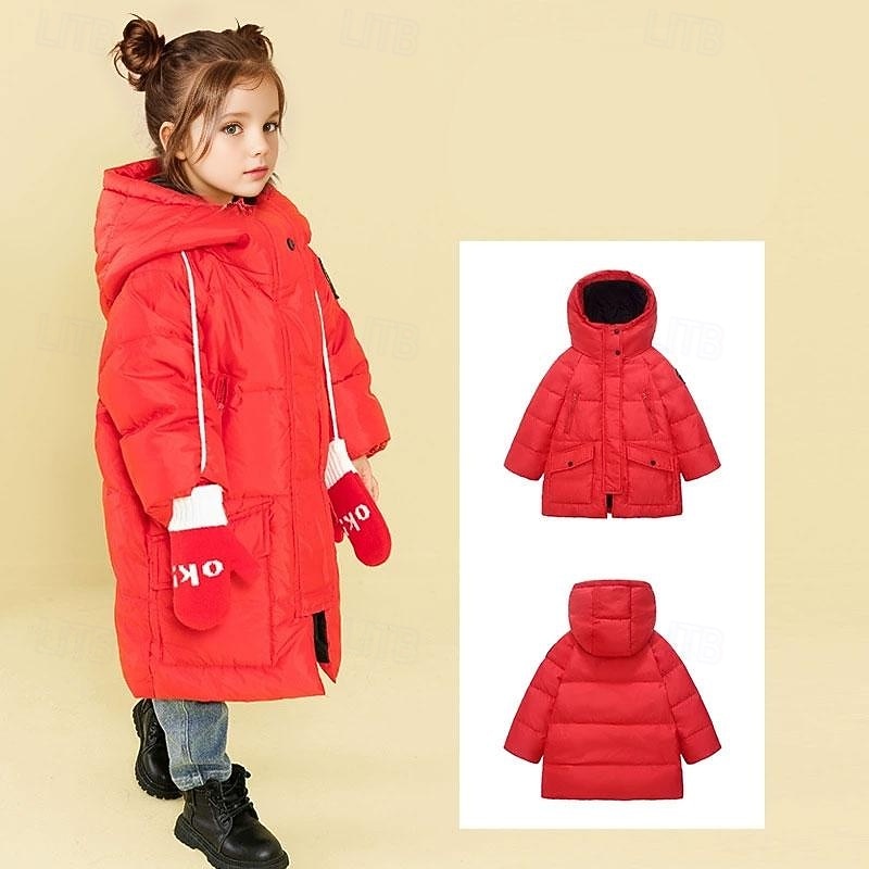 Bambini Ragazze Cappotto in Piuma Giacca Imbottita Tinta unica Moda Tasca Scuola Cappotto Capispalla 4-12 Anni Autunno Nero Rosso Viola del 2025 a $51.99 –P1