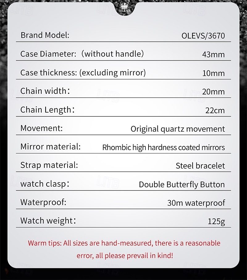 The New Olevs Men'S Business Watch With Luminous Calendar Small Three-Hand Moon Phase Display Multi-Functional Quartz Watch Waterproof Casual And Fashionable Men'S Sports Wristwatch 2025 - $34.99 –P9
