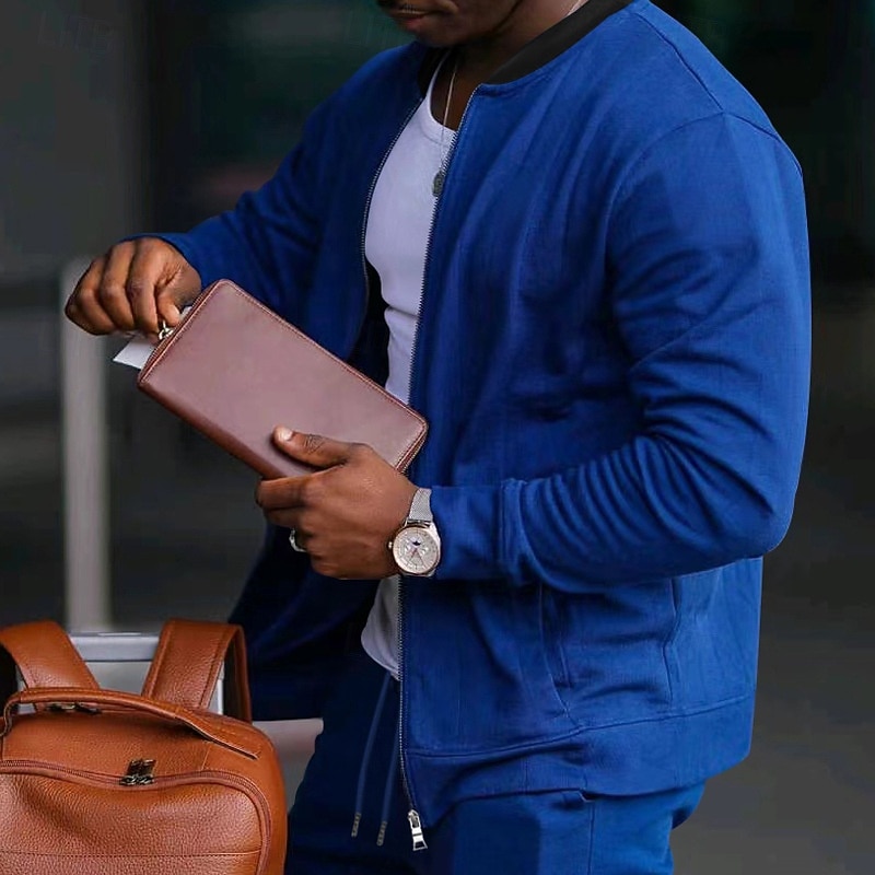 Per uomo Giacca Leggera Giacca Casual Vacanza Quotidiano Traspirante Tasca Primavera Autunno Blocco di colori Moda Classico Collo alla coreana Regolare Nero Giallo Rosso Blu marino Blu reale Giacca del 2026 a $24.99 –P8