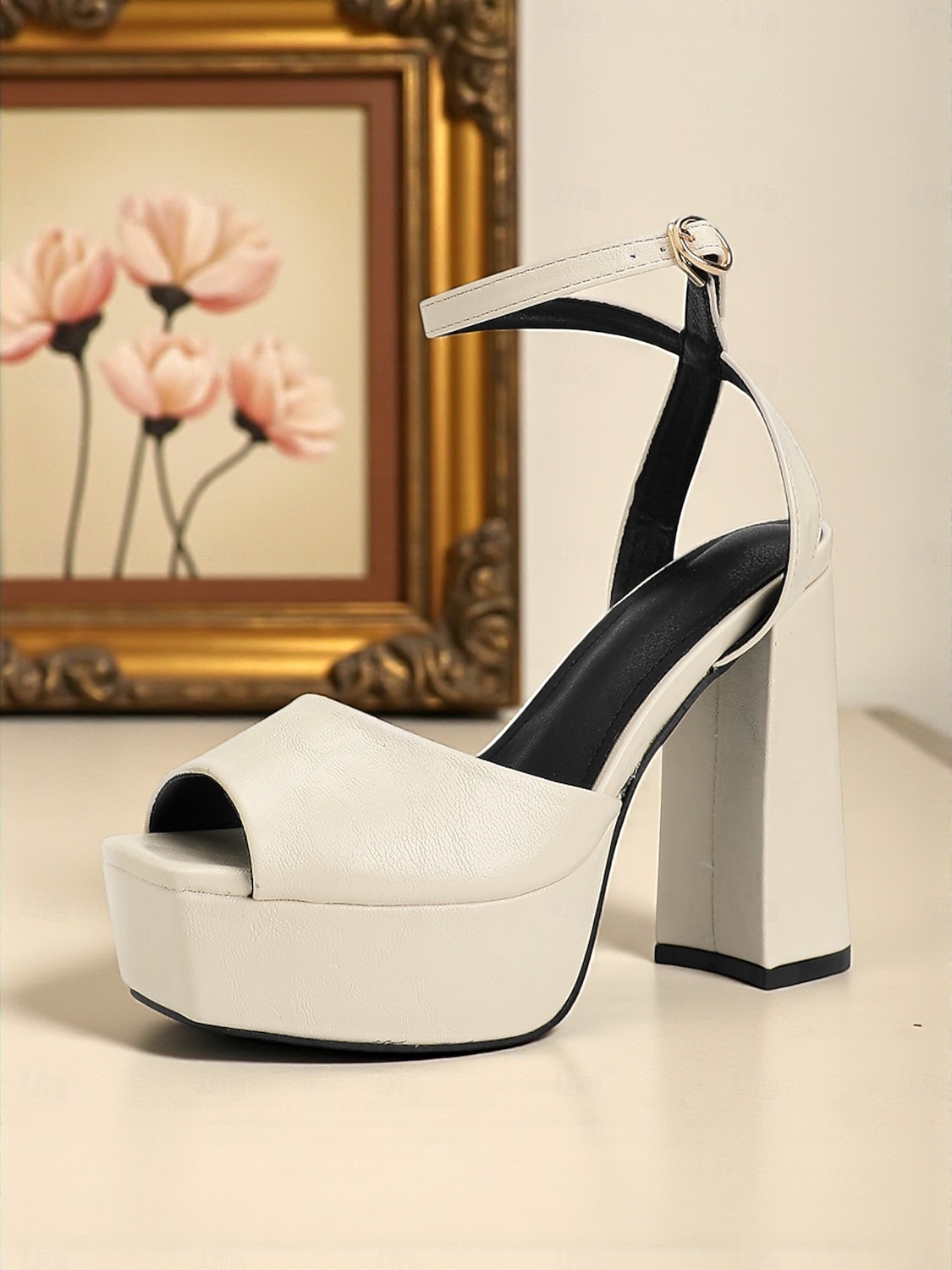 Women's White Platform Peep Toe Block Heel Sandals with Ankle Strap - Stylish Nightlife Party and Clubwear Shoes 2026 - $42.99 –P1