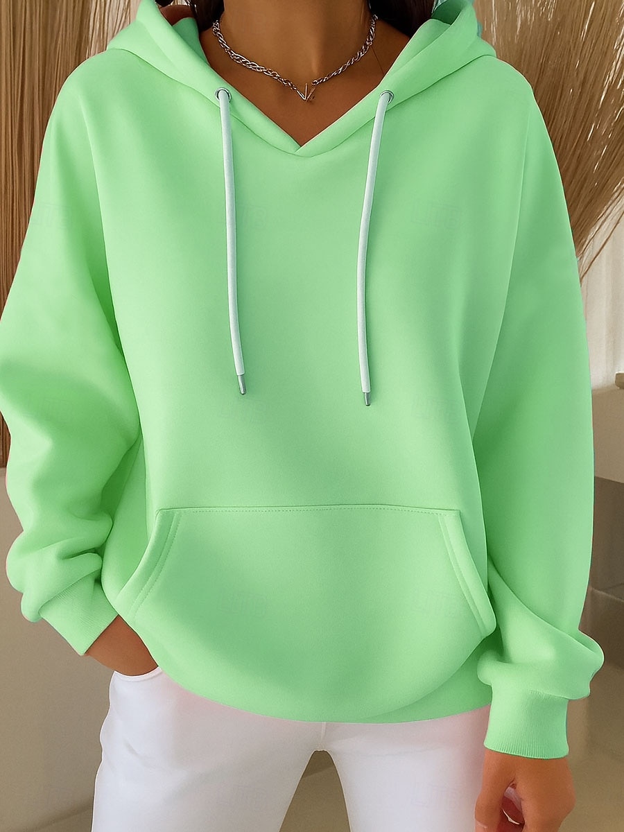 Femmes Sweat à capuche Uni Occasionnel manche longue À capuche Hauts Réguliers Tenue de soirée Rue Tenue Quotidienne Blanche Rose Claire Bleu Violet Vert Printemps Automne Hiver de 2025 ? $27.99 –P4