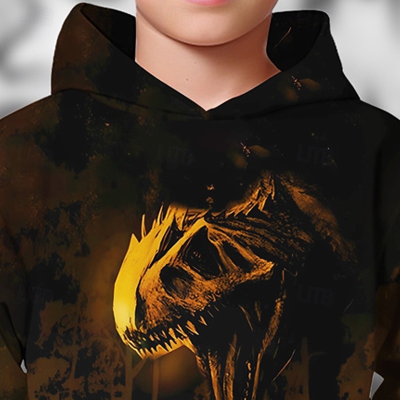 Halloween Pojkar 3D Dinosaurie Huvtröja Långärmad Vår Höst Mode Streetwear Barn 4-12 år Huva Utomhus Ledigt Dagligen Normal 2025 - $18.99 –P2