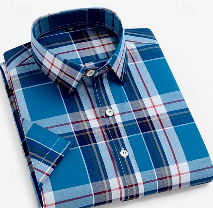 miesten mekkopaita rento paita ruudullinen ruutupaita graafisia printtejä neliön pääntie vaaleankeltainen vaaleanpunainen musta / harmaa valkoinen / vihreä merensininen rento päivittäin lyhythihaiset 2025 - $22.99 –P2