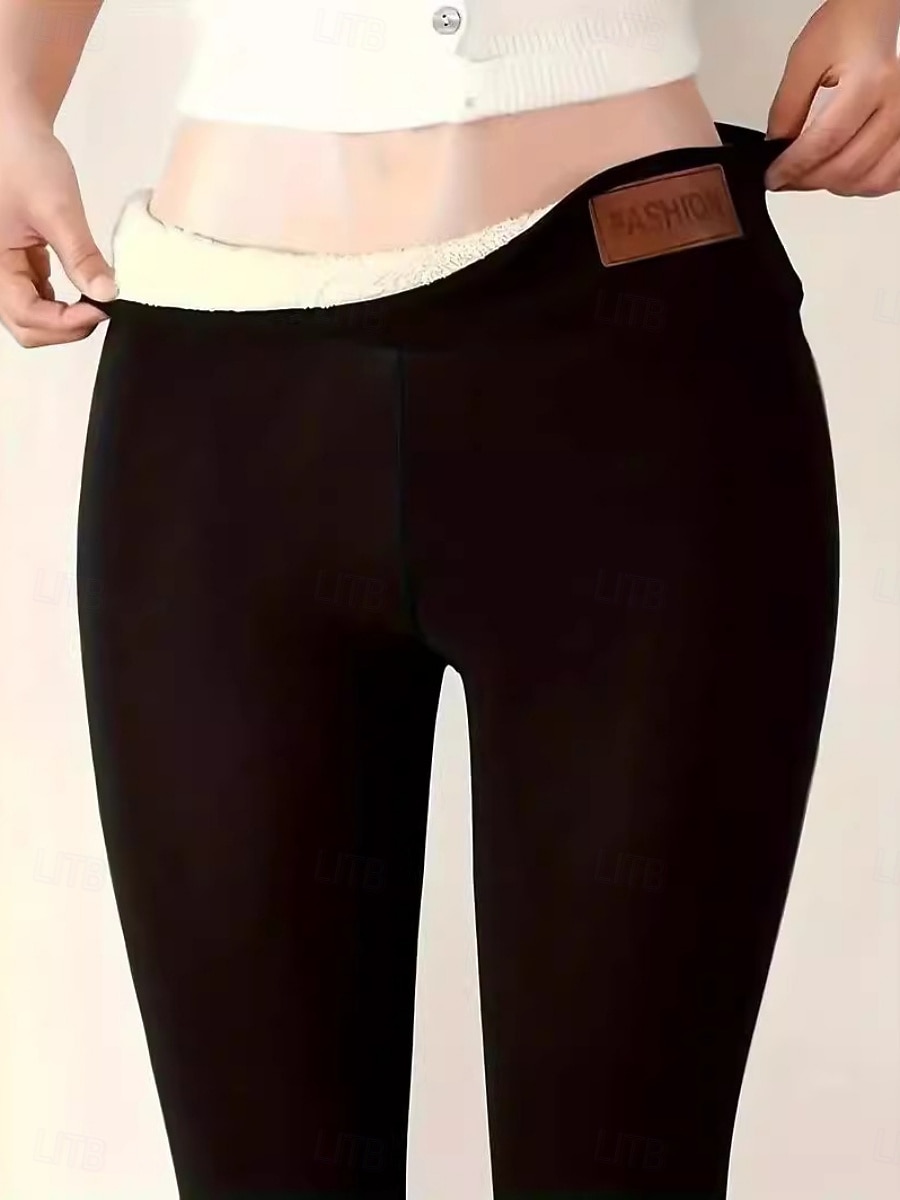 Mulheres Calças de lã Leggings Roupa de rua Básico Casual Comprimento total Cintura Alta Tecido Corte alto Confortável Macio Com Stretch Casa Diário Preto Cinzento Primavera Outono Inverno Magro de 2025 por $11.99 –P5