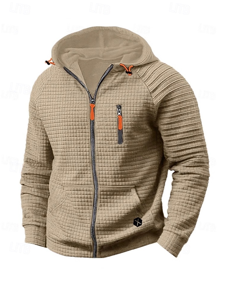 Homme Sweat à capuche Sweat à capuche zippé intégral Noir Kaki Gris À capuche Uni Fermeture éclair Avec Poches Sport & Loisir Quotidien Fête Polyester Streetwear Basique Occasionnel Printemps Automne de 2025 ? $29.99 –P1