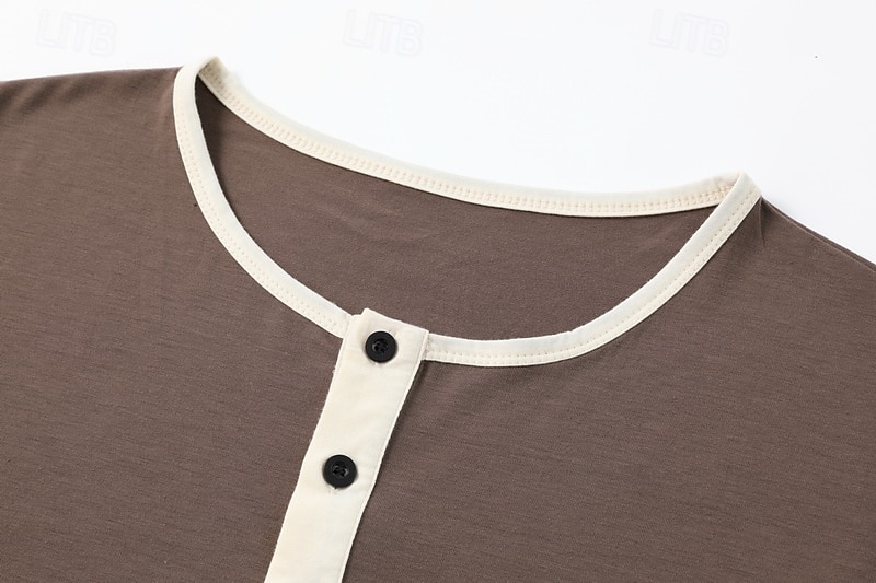 Herre T skjorte Henly-skjorte T-skjorter Kortermet skjorte Kortermet Henley Sommer Vår Fargeblokk Mote Designer Grunnleggende Lapper Feriereise Gate Ut på byen Blå Svart Rosa Topp T-skjorte for menn 2026 - $20.99 –P3