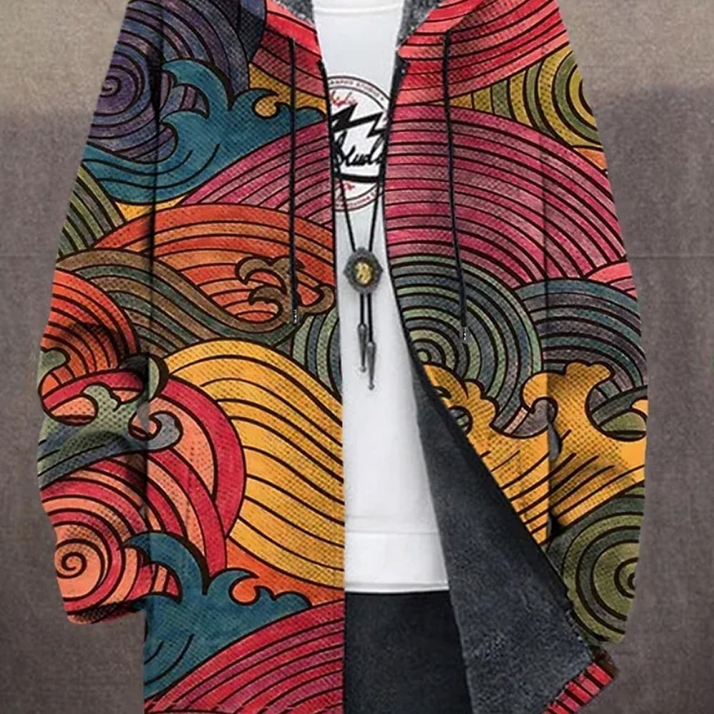 Per uomo Grafico Cappotto Invernale Giacca in Pile Cappotto Calore Termico Confortevole Casual Casuale Abbigliamento quotidiano Cerniera Tasca Stampa 3D Autunno Inverno Con Cappuccio Manica Lunga del 2026 a $56.99 –P2