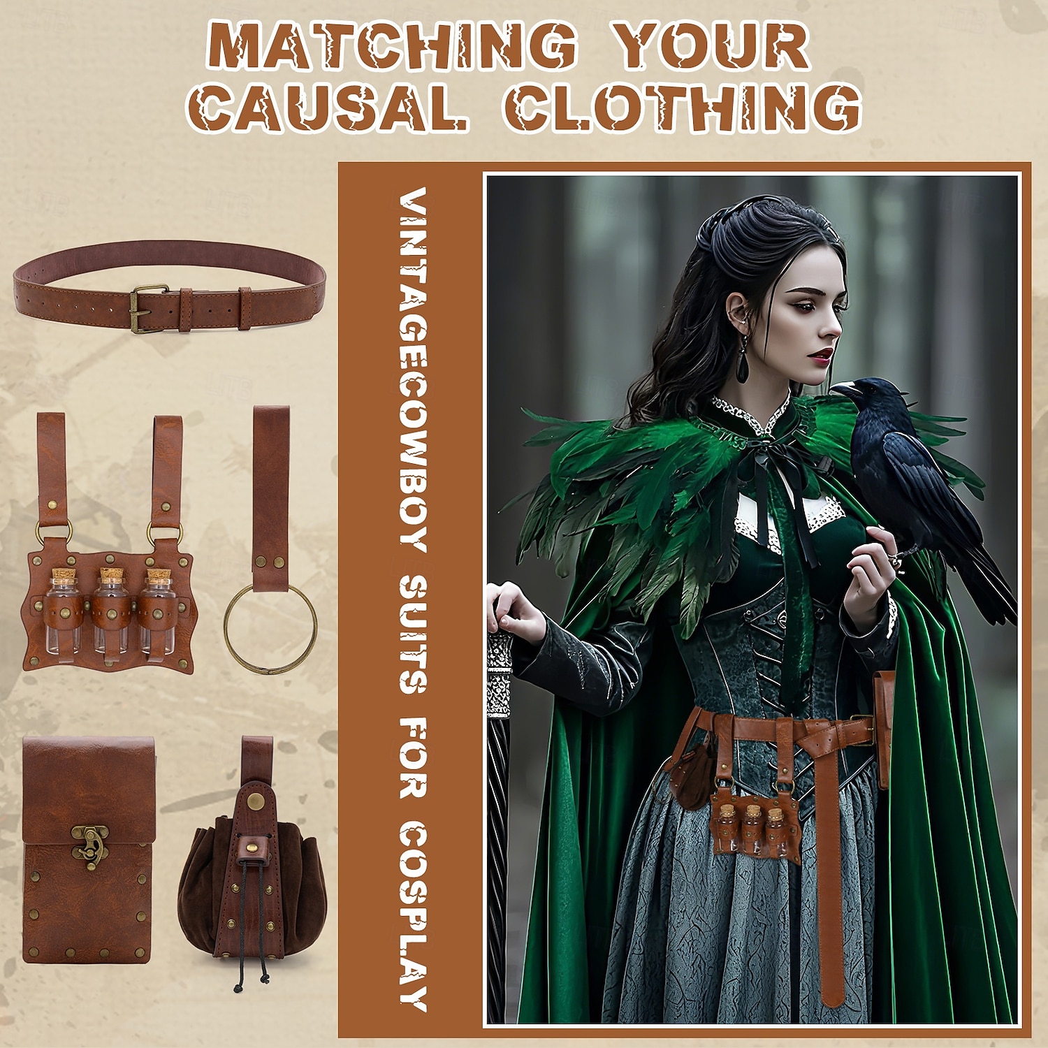 Medieval Renaissance Waist Belt Warrior Viking Fancy Dress Unisex Viking Fantasy Halloween Carnival Performance LARP Ren Faire Adults Waist Belt 2026 - $48.99 –P2