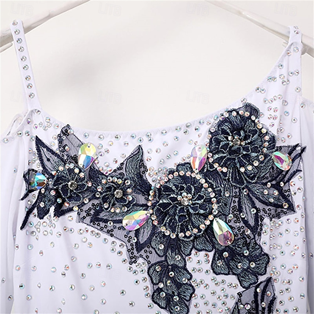 abito da ballo da sala da ballo moderno da competizione in pizzo bianco con diamanti da donna del 2026 a $251.39 –P7