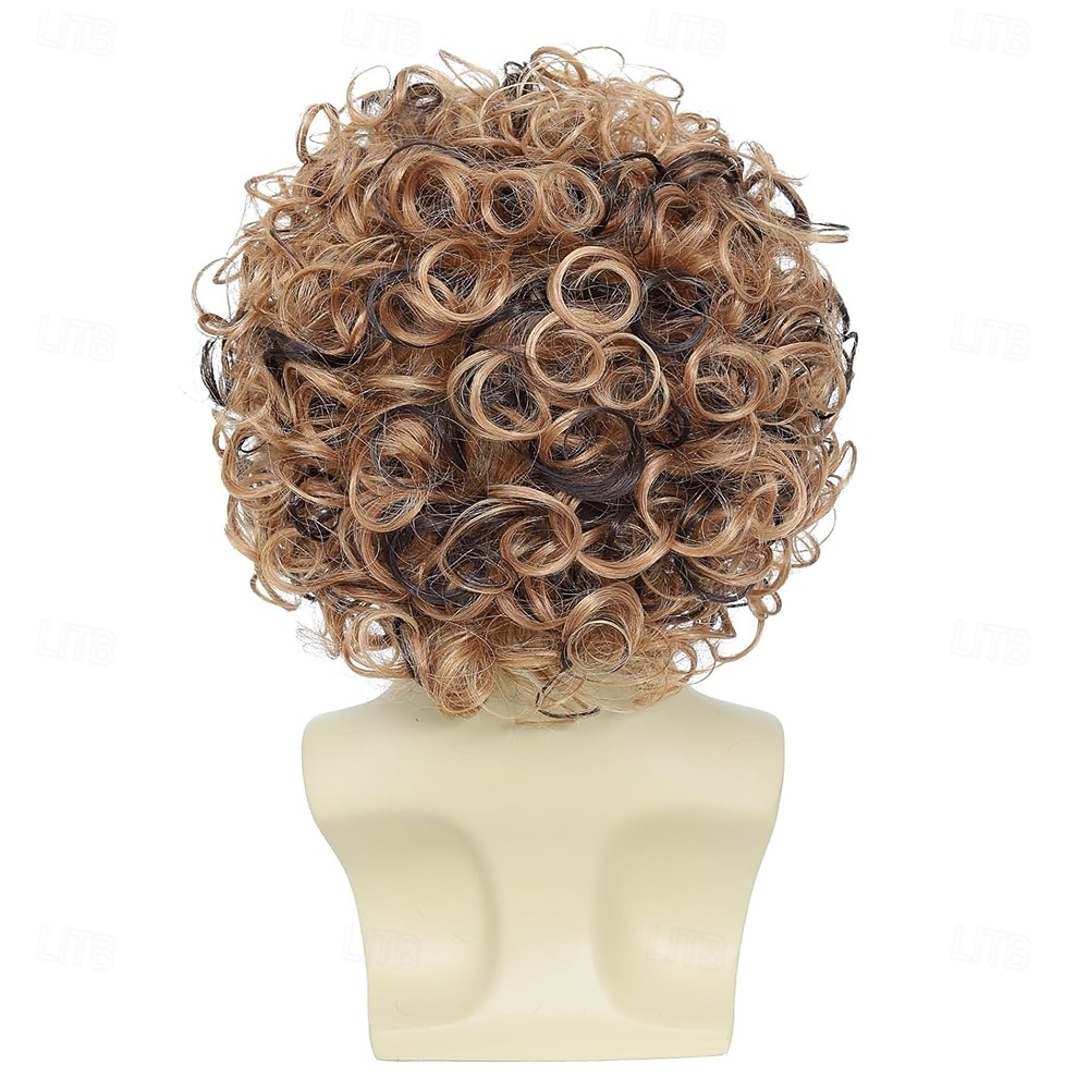 parrucca afro corta da uomo, parrucca da discoteca riccia, accessorio per costume in stile anni '70 e '80 per uomo, colore misto marrone del 2026 a $21.99 –P5