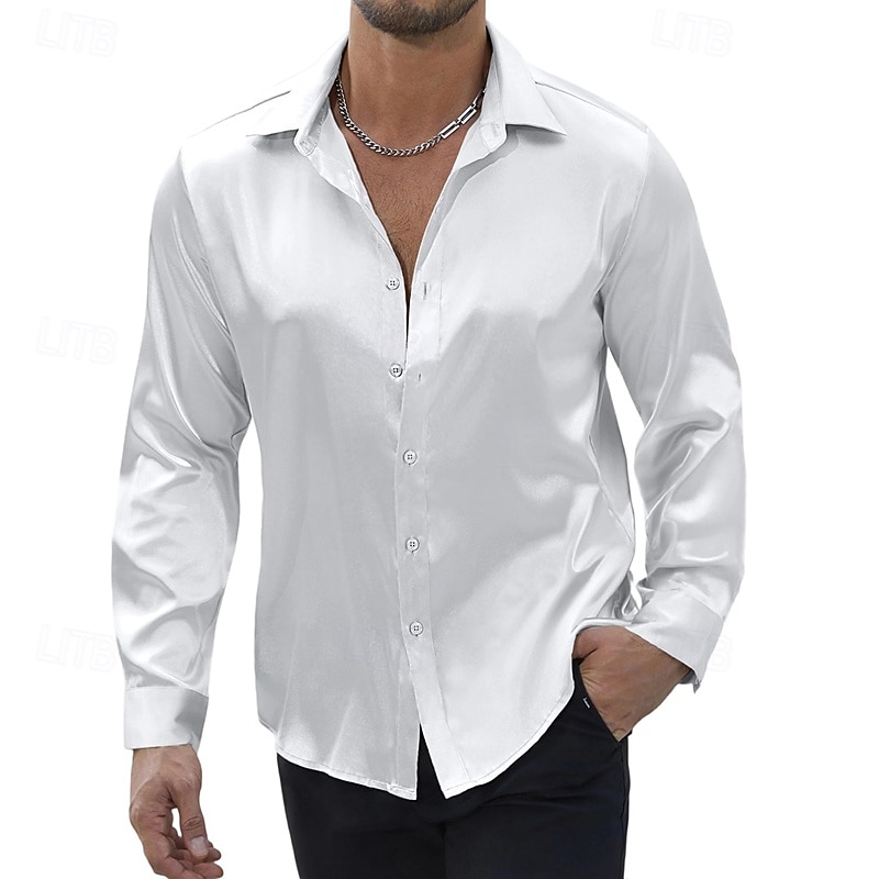 Per uomo Camicia Camicia in raso Camicia casual Camicia con Bottoni Camicie sbottonate Semplice Formale Quotidiano Nero Bianco Vino Blu reale Manica Lunga Bavero Primavera & Autunno Tutte le stagioni del 2025 a $23.99 –P4