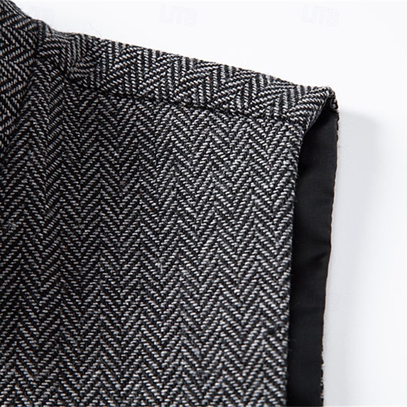 Herren Weste Gilet Urlaub Party Geschäft Mode Lässig Frühling Herbst Tasche Knöpfe Polyester Bequem Karomuster Streifen Einreihig Ein-Knopf Stehkragen Normale Passform Wein Marineblau Dunkelgray 2026 - $35.99 –P15