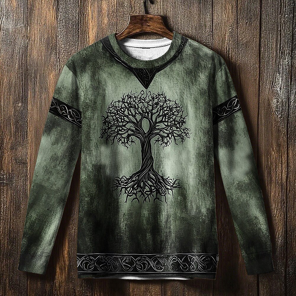 Per uomo Maglia Blu Verde Cachi Girocollo Albero della vita Yggdrasil Nodo celtico Stampato Casuale Quotidiano Abbigliamento casual alla moda Vintage Vichingo Autunno Inverno Abbigliamento Felpe con del 2026 a $29.99 –P6