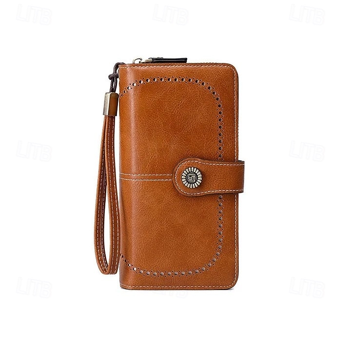 rfid antimagnetisk lång plånbok för kvinnor med dragkedja i läder med stor kapacitet, snygg kreditkortshållare med bifold-organisatör, modern handväska för dagligt bruk 2026 - $25.99 –P15