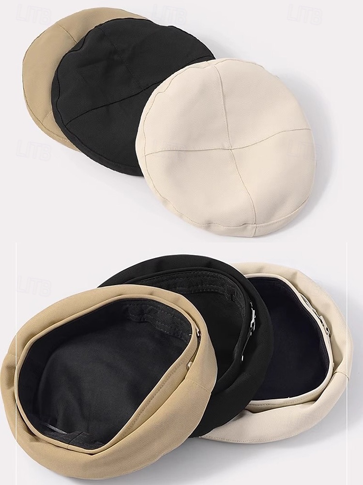 Damen-Barettmütze aus Polyester – stilvolle französische Malermütze mit Schnallendekor, lässige Vintage-Zeitungsjungenmütze für Herbst-Winter-Streetwear 2025 - $11.99 –P7