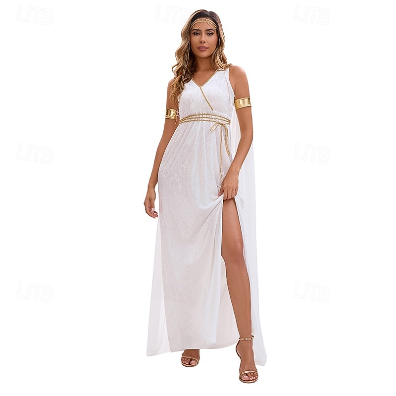 Ancient Greek Roman Dress Fancy Costume Toga Dress Goddess Fancy Dress Women's Halloween Carnival Performance Party Adults Dress More Accessories