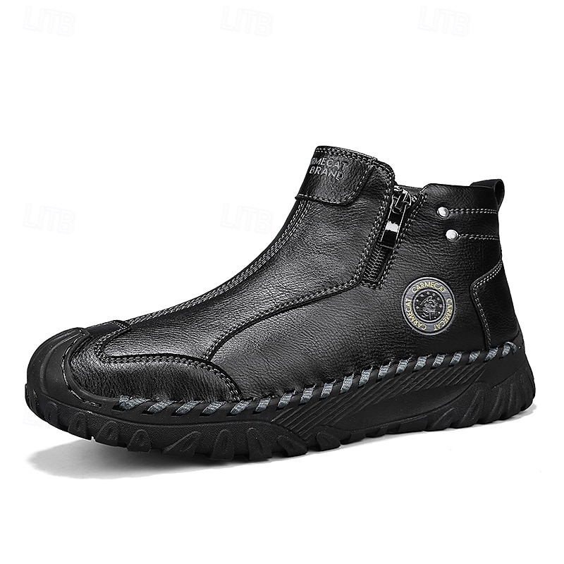 Homme Bottes Rétro Marche ancien Quotidien PU Confortable Bottes Mi-Mollet Mocassin Brun foncé Noir Gris Printemps Automne de 2025 ? $59.99 –P8