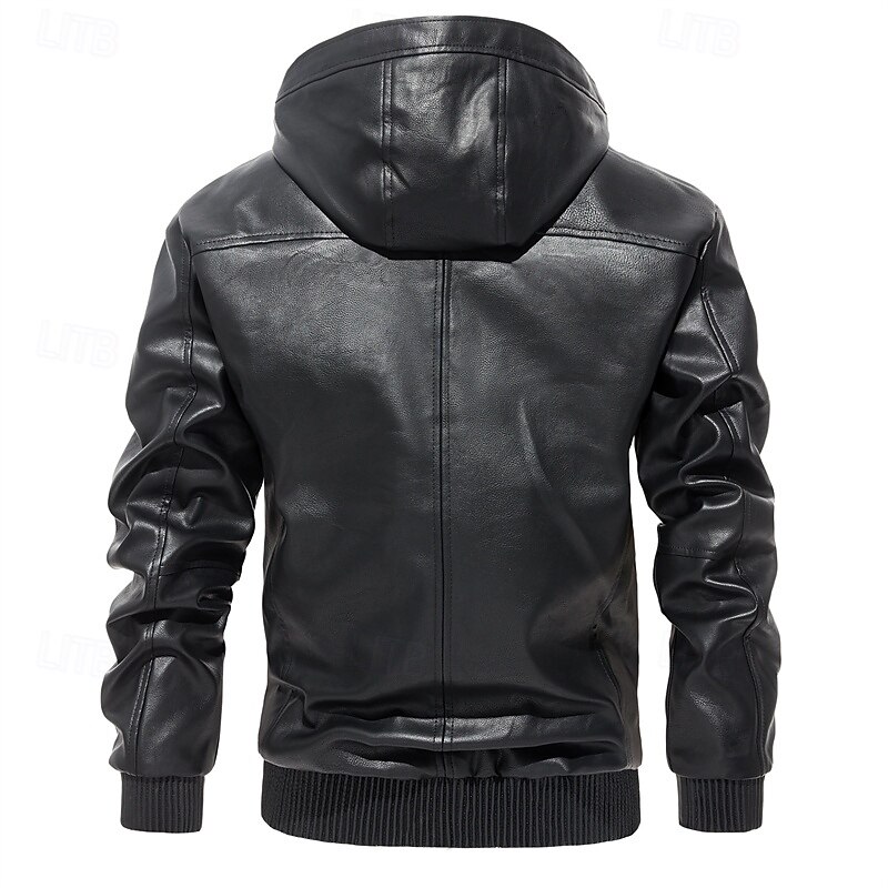 Per uomo Giacca in Ecopelle Giacca da Moto Vacanza Quotidiano Antivento Caldo Tasca Autunno & Inverno Semplice Moda Classico Con Cappuccio Regolare Nero Vino Marrone Giacca del 2025 a $64.99 –P4