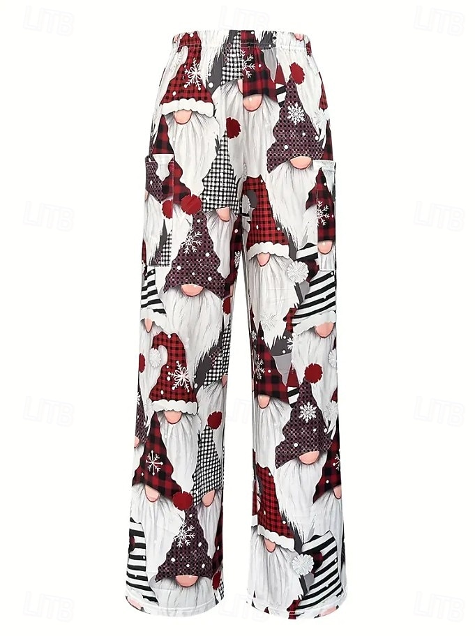 Per donna Gamba larga Chinos Essenziale Casual Lunghezza intera Vita AltaPantsNatale Grafico Babbo Natale Astratto Fascia Elastica Inelastico Formale Vacanza Streetwear Rosa chiaro Marrone scuro del 2025 a $36.99 –P2