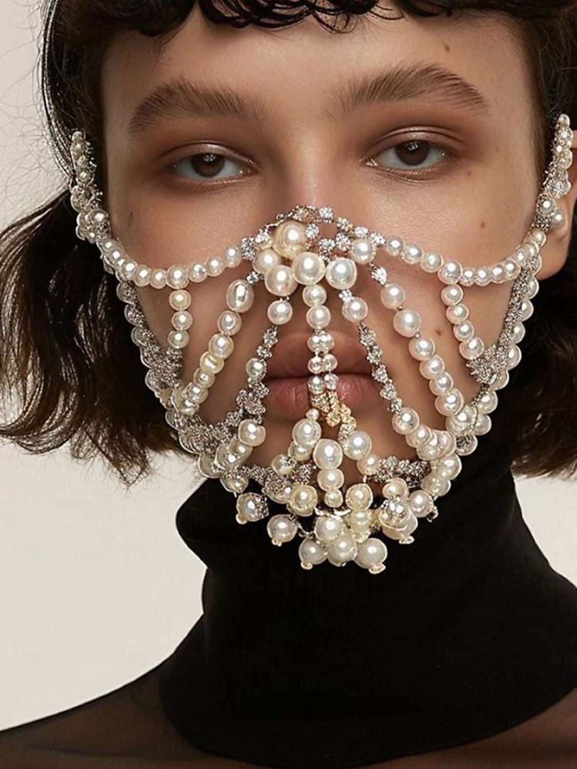 Mascarilla facial de cristal de perla de lujo para mujer, elegante accesorio de disfraz para bailes de máscaras y fiestas de Halloween. 2026 - $29.99 –P1