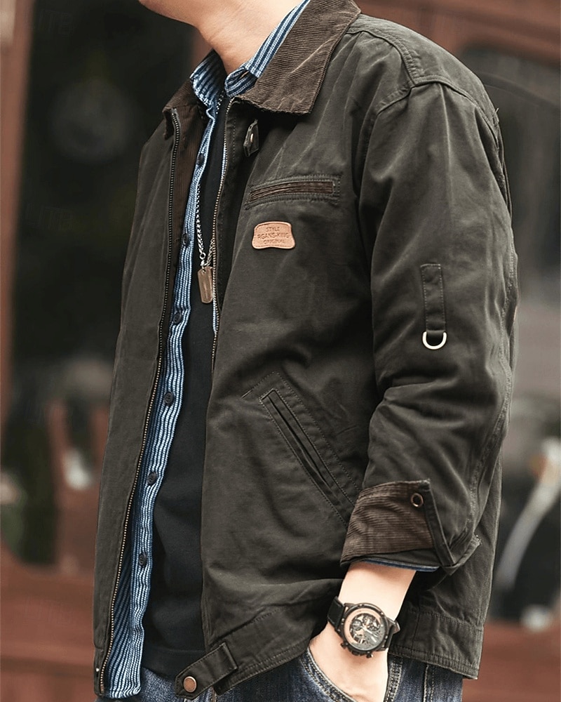 Hombre Chaqueta ligera Chaqueta tipo cargo Chaqueta casual Vacaciones Diario Resistencia al desgaste Bolsillo Otoño Invierno Plano Moda Clásico Diseño Regular Negro Marrón Verde Ejército Gris Oscuro 2026 - $53.99 –P3