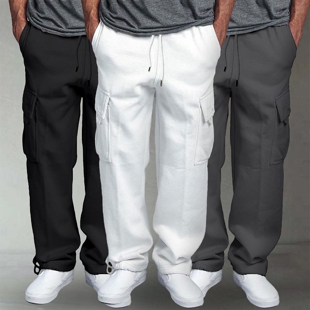Per uomo Pantaloni da Tuta Cargo Pantaloni in Pile Joggers Pantaloni Pantaloni della tuta a gamba dritta Coulisse Elastico in vita Multi-tasche Tinta unica Antivento All'aperto Lunghezza intera del 2026 a $40.99 –P8