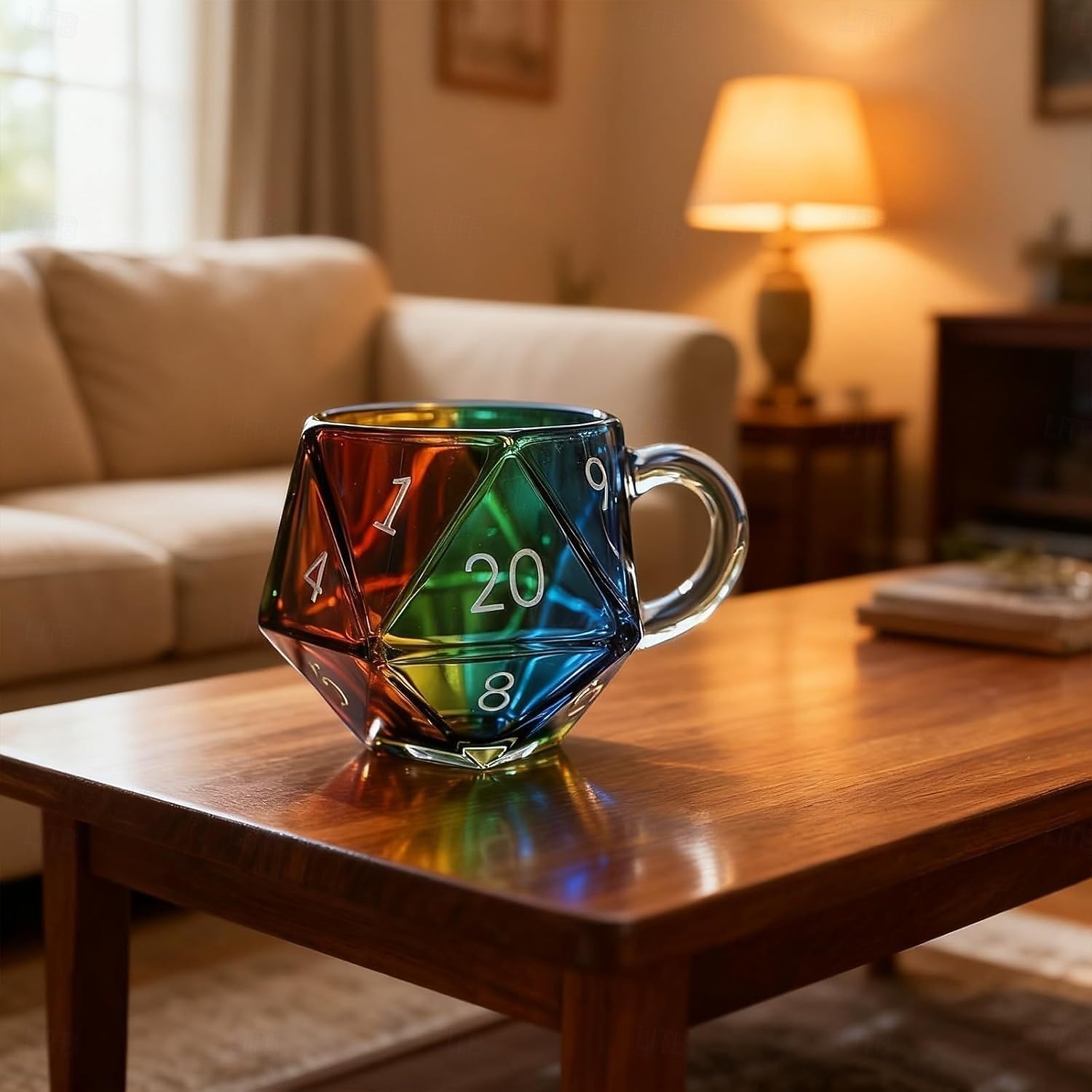 Mug à dés arc-en-ciel D20, tasse à café à dés polyédriques avec anse, mug de jeu en verre transparent pour les amateurs de RPG, mugs de soirée de jeu pour les amateurs de fantasy de 2026 ? $27.99 –P5
