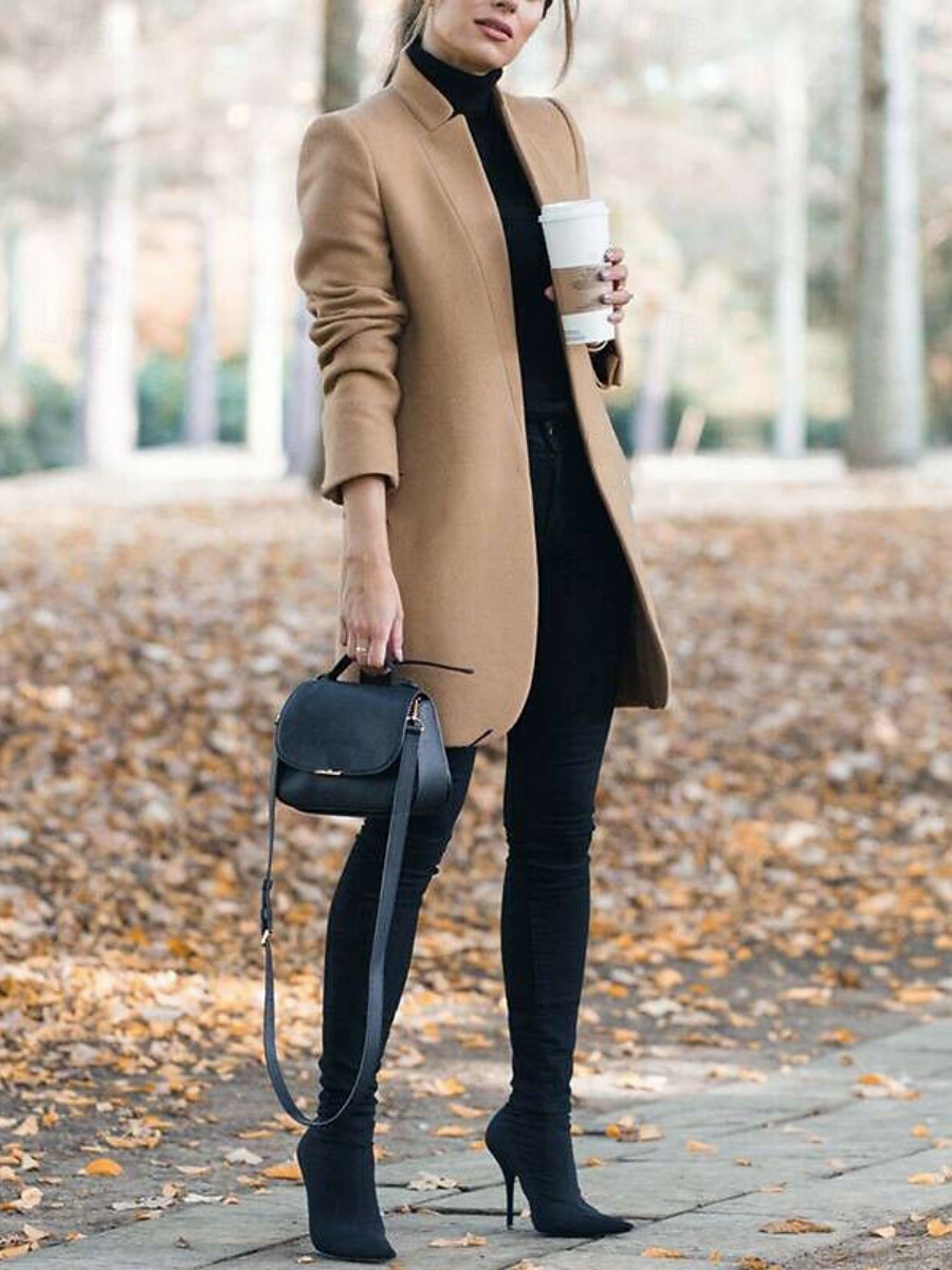 Femmes Veste d'hiver Chaud Respirant Coupe ajustée Élégant Occasionnel Uni Vacances Rue Occasionnel Tenue quotidienne Ouvert devant Long Col montant Coupe régulière manche longue Vêtements d'extérieur de 2025 ? $31.99 –P2