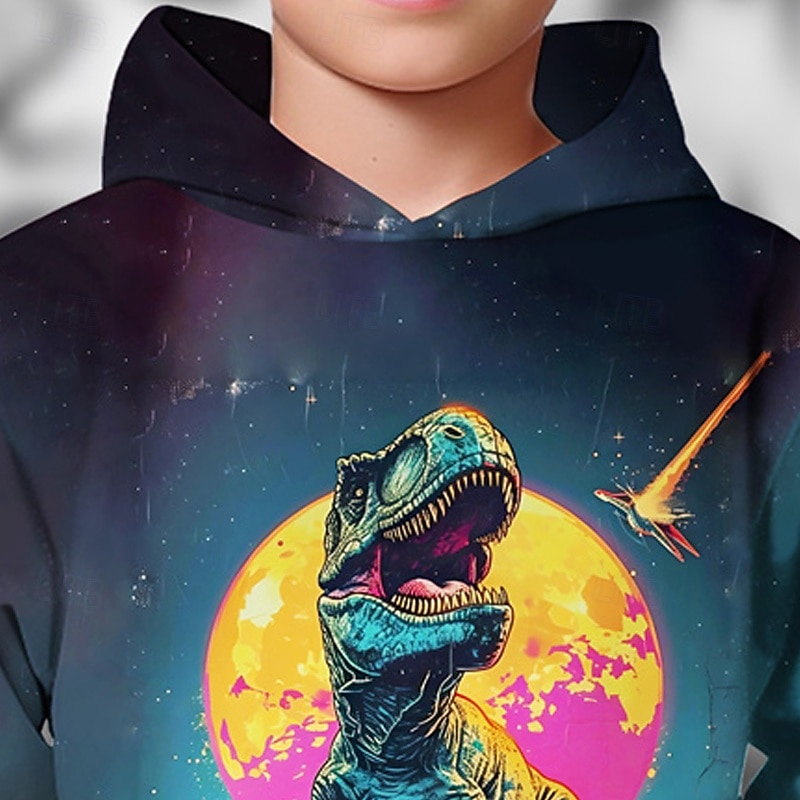 předvečer Všech svatých Chlapecké 3D Dinosaurus Kapuce Dlouhý rukáv Jaro Podzim Módní Šik ven Děti 4-12 let Kapuce Venkovní Ležérní Denní Běžný 2025 - $18.99 –P2