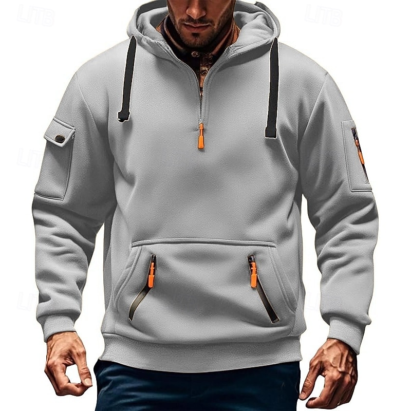 Per uomo Felpa con cappuccio Felpa con cappuccio e zip corta Felpa con cappuccio tattica Nero Borgogna Blu marino Cachi Grigio chiaro Con Cappuccio Semplice Cerniera Sport & Outdoor Casuale Quotidiano del 2025 a $27.99 –P2